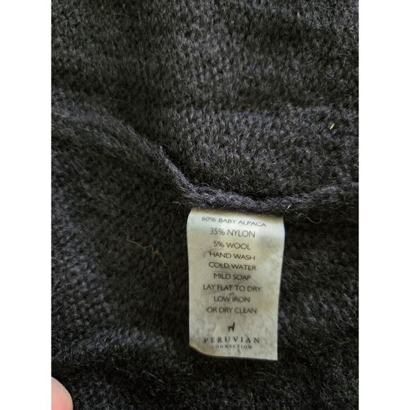 Womens Peruvian Connection Peru Size Large Black Alpaca Sweater Open Back AH14-1 - Picture 9 of 10